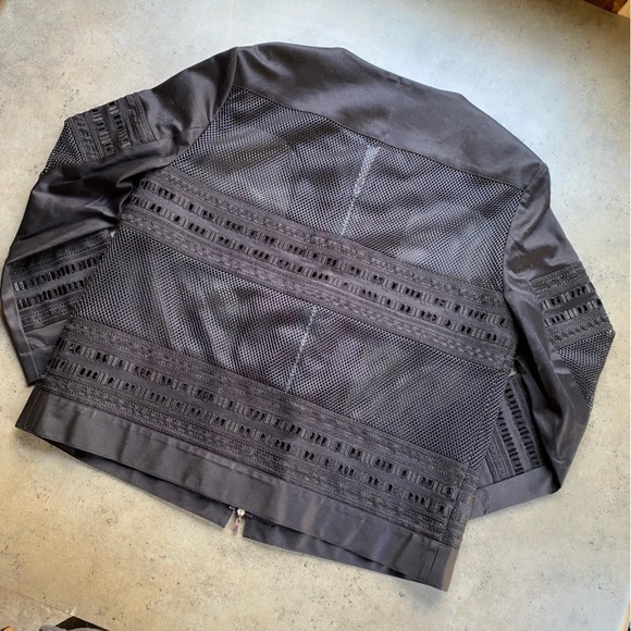 ROBERT Rodriguez Black Mesh and Lace Zip Up Bomber Jacket - Picture 6 of 11